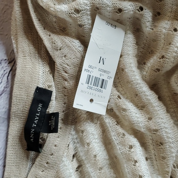 Ann Taylor Open Weave Linen Striped Sweater NWT Size Medium - Picture 4 of 6